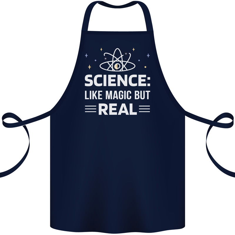 Science Like Magic But Real Funny Nerd Geek Cotton Apron 100% Organic Navy Blue