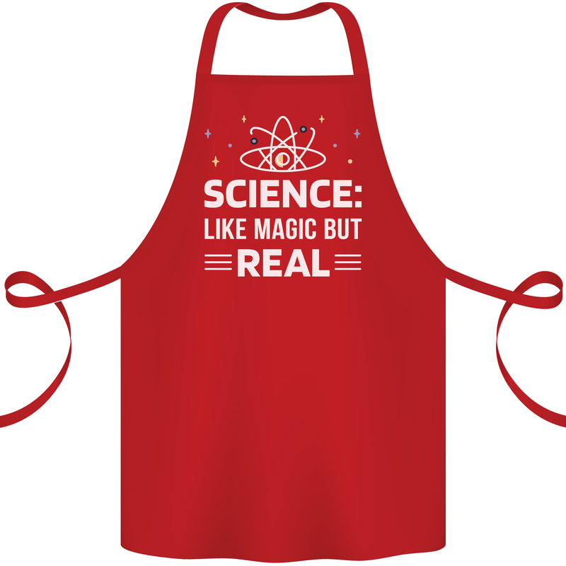 Science Like Magic But Real Funny Nerd Geek Cotton Apron 100% Organic Red