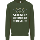 Science Like Magic But Real Funny Nerd Geek Kids Sweatshirt Jumper Forest Green