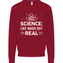 Science Like Magic But Real Funny Nerd Geek Kids Sweatshirt Jumper Red
