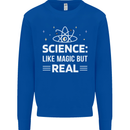 Science Like Magic But Real Funny Nerd Geek Kids Sweatshirt Jumper Royal Blue
