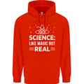 Science Like Magic But Real Funny Nerd Geek Mens 80% Cotton Hoodie Bright Red