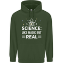Science Like Magic But Real Funny Nerd Geek Mens 80% Cotton Hoodie Forest Green
