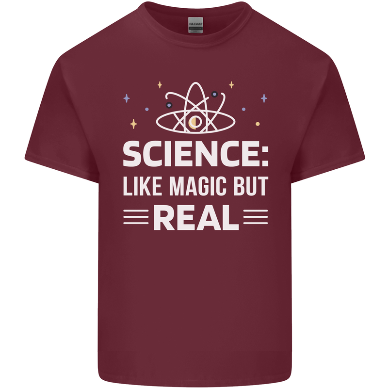 Science Like Magic But Real Funny Nerd Geek Mens Cotton T-Shirt Tee Top Maroon