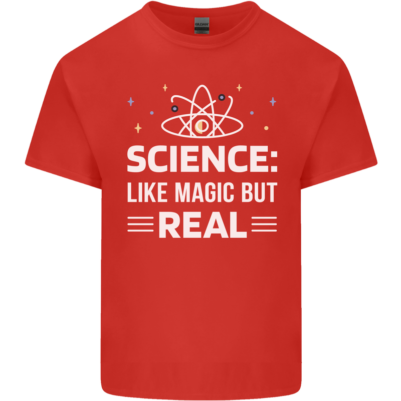 Science Like Magic But Real Funny Nerd Geek Mens Cotton T-Shirt Tee Top Red