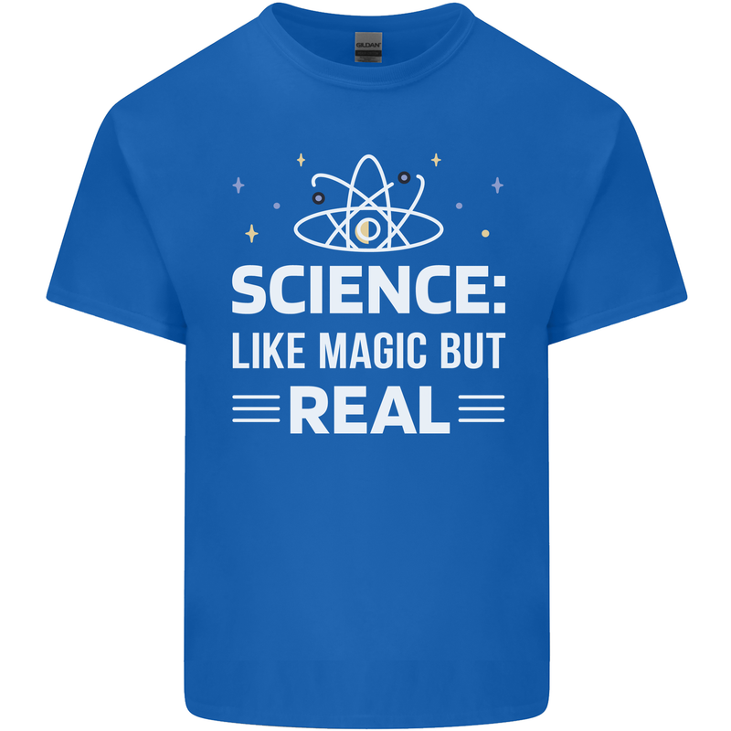Science Like Magic But Real Funny Nerd Geek Mens Cotton T-Shirt Tee Top Royal Blue