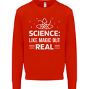 Science Like Magic But Real Funny Nerd Geek Mens Sweatshirt Jumper Bright Red
