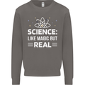 Science Like Magic But Real Funny Nerd Geek Mens Sweatshirt Jumper Charcoal