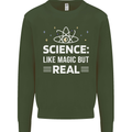 Science Like Magic But Real Funny Nerd Geek Mens Sweatshirt Jumper Forest Green