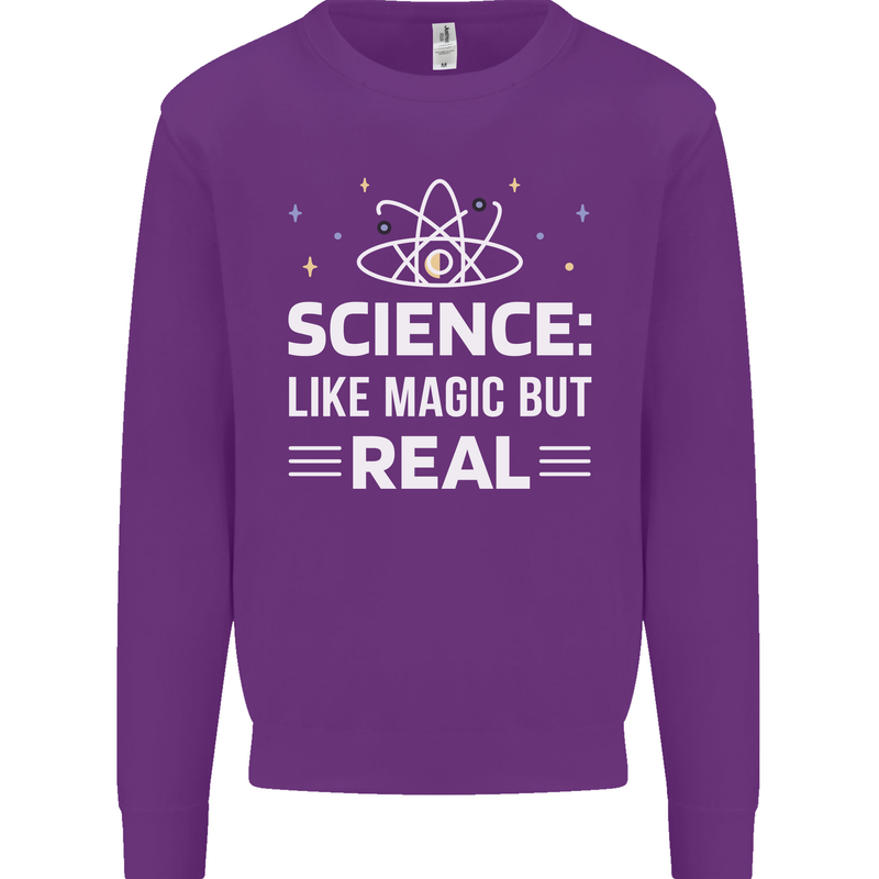 Science Like Magic But Real Funny Nerd Geek Mens Sweatshirt Jumper Purple