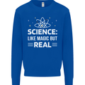 Science Like Magic But Real Funny Nerd Geek Mens Sweatshirt Jumper Royal Blue