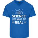 Science Like Magic But Real Funny Nerd Geek Mens V-Neck Cotton T-Shirt Royal Blue