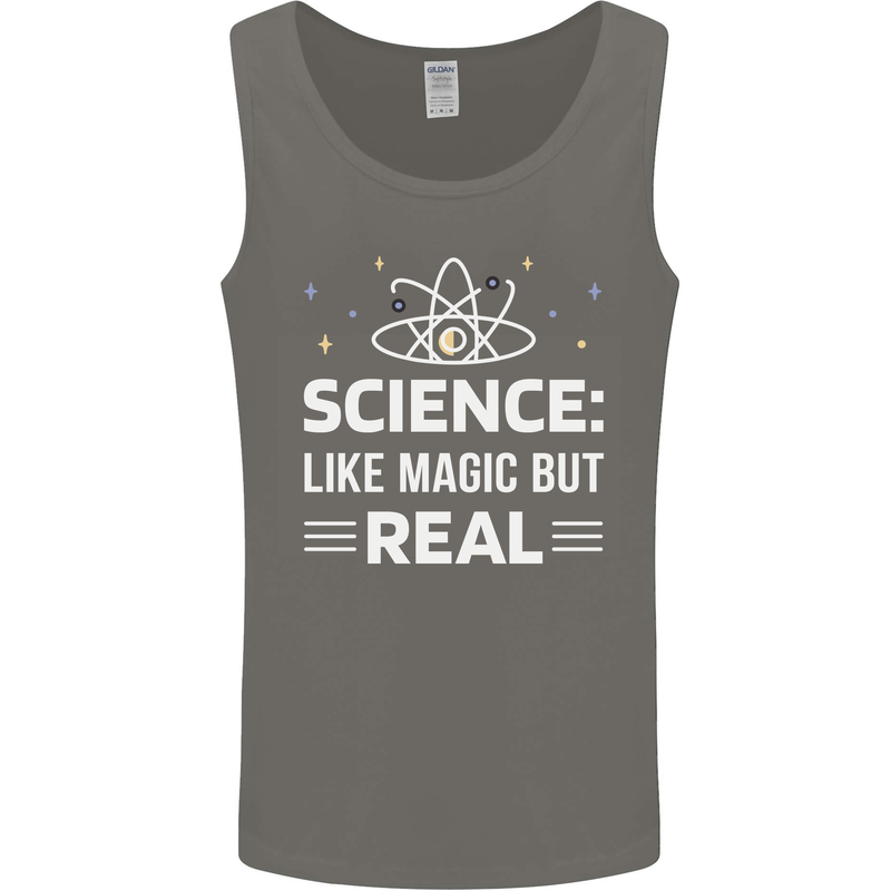 Science Like Magic But Real Funny Nerd Geek Mens Vest Tank Top Charcoal