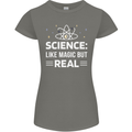 Science Like Magic But Real Funny Nerd Geek Womens Petite Cut T-Shirt Charcoal