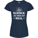 Science Like Magic But Real Funny Nerd Geek Womens Petite Cut T-Shirt Navy Blue