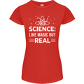 Science Like Magic But Real Funny Nerd Geek Womens Petite Cut T-Shirt Red