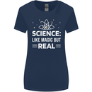Science Like Magic But Real Funny Nerd Geek Womens Wider Cut T-Shirt Navy Blue