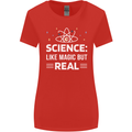 Science Like Magic But Real Funny Nerd Geek Womens Wider Cut T-Shirt Red