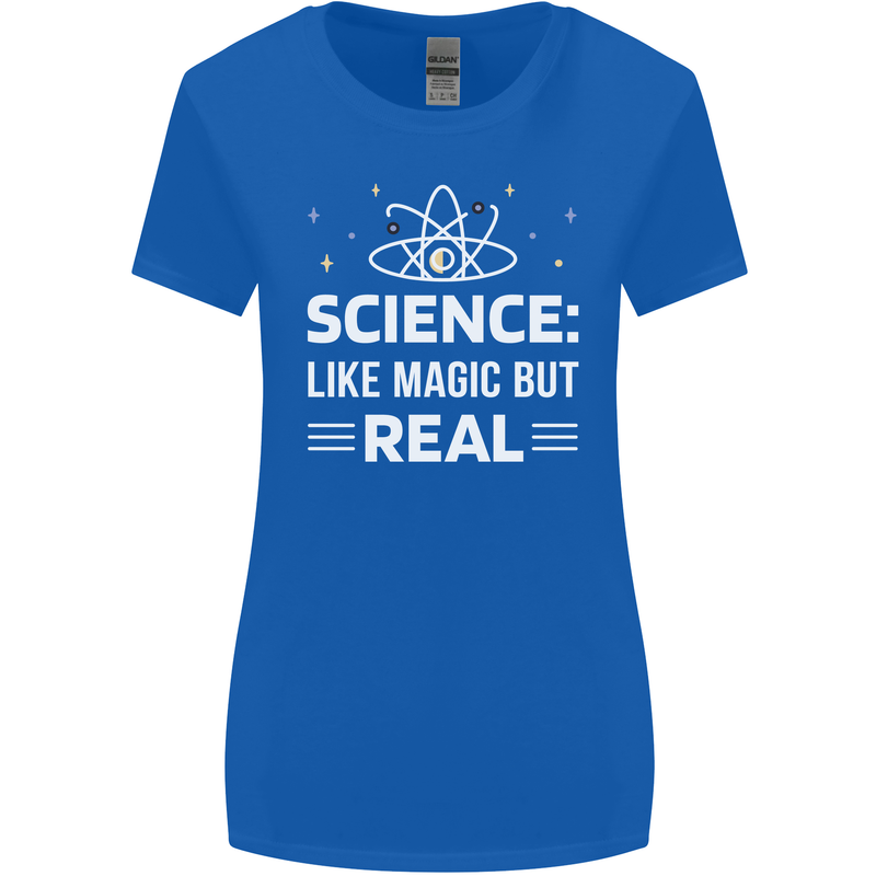 Science Like Magic But Real Funny Nerd Geek Womens Wider Cut T-Shirt Royal Blue