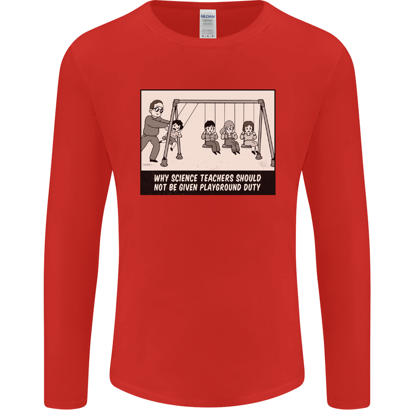 Science Teacher Playground Duty Funny Mens Long Sleeve T-Shirt Red