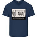 Science Teacher Playground Duty Funny Mens V-Neck Cotton T-Shirt Navy Blue