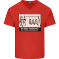 Science Teacher Playground Duty Funny Mens V-Neck Cotton T-Shirt Red