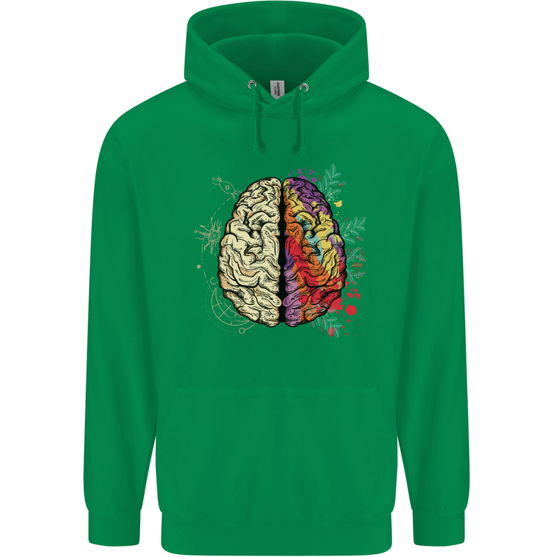 Science vs Artistic Brain Art IQ Physics Childrens Kids Hoodie Irish Green