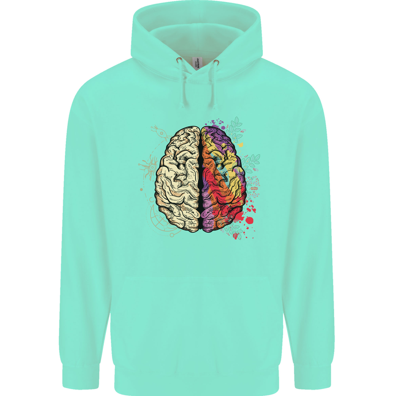Science vs Artistic Brain Art IQ Physics Childrens Kids Hoodie Peppermint