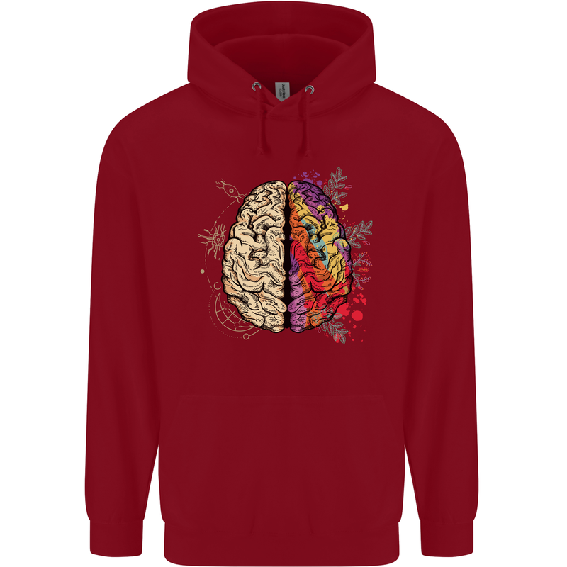 Science vs Artistic Brain Art IQ Physics Childrens Kids Hoodie Red
