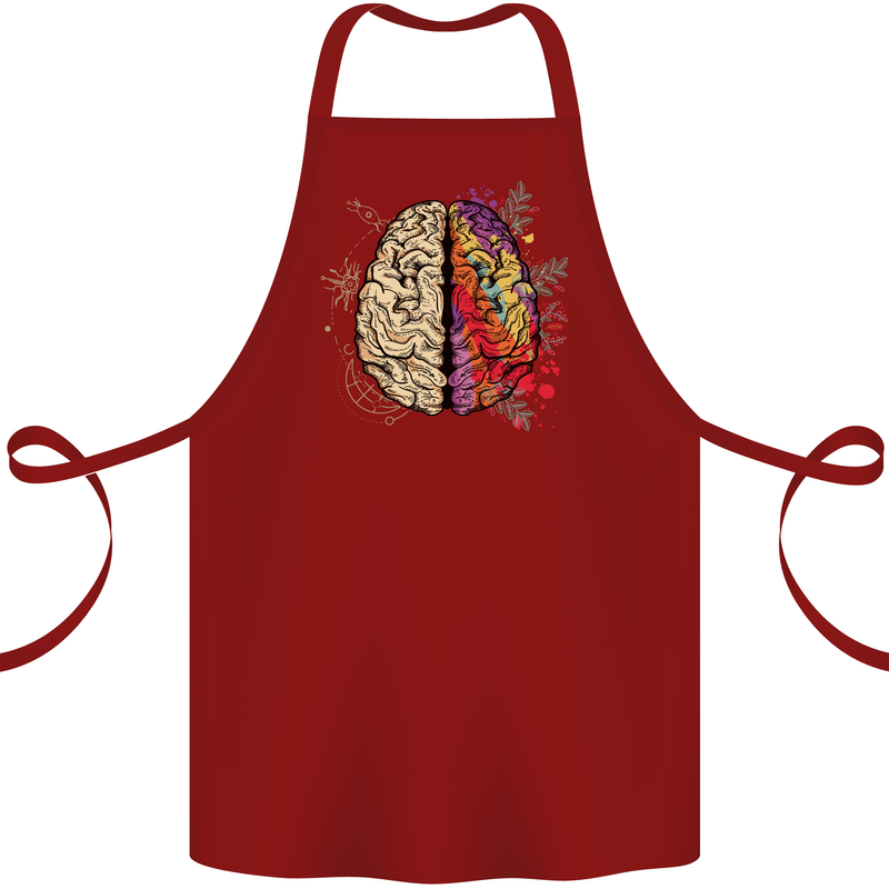 Science vs Artistic Brain Art IQ Physics Cotton Apron 100% Organic Maroon