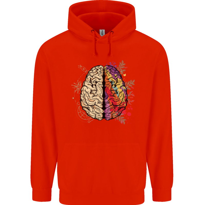 Science vs Artistic Brain Art IQ Physics Mens 80% Cotton Hoodie Bright Red