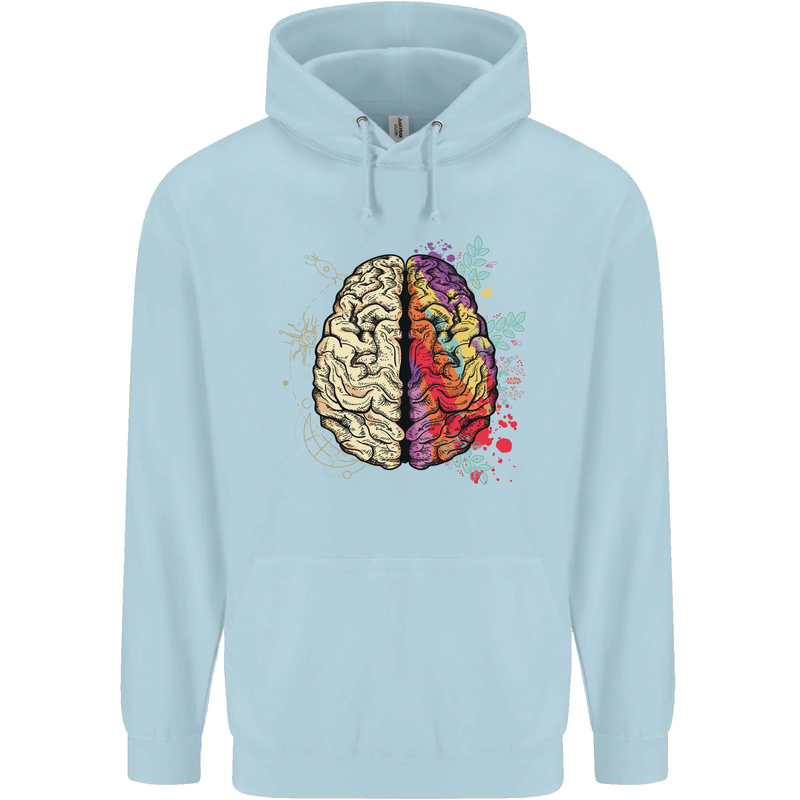 Science vs Artistic Brain Art IQ Physics Mens 80% Cotton Hoodie Light Blue