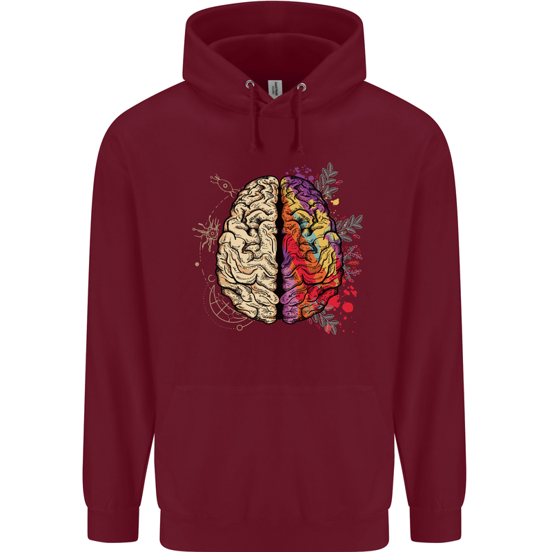 Science vs Artistic Brain Art IQ Physics Mens 80% Cotton Hoodie Maroon