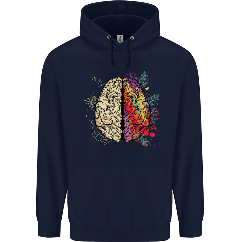 Science vs Artistic Brain Art IQ Physics Mens 80% Cotton Hoodie Navy Blue