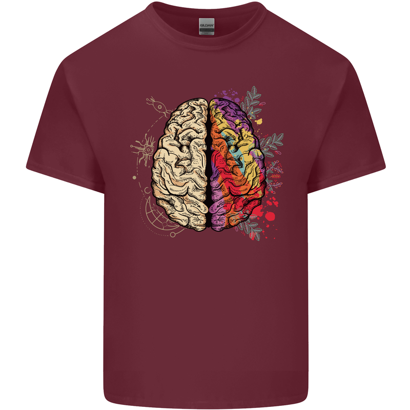 Science vs Artistic Brain Art IQ Physics Mens Cotton T-Shirt Tee Top Maroon