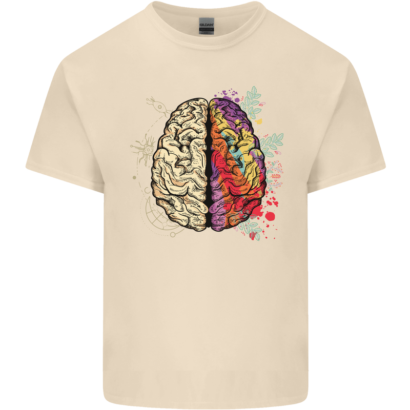 Science vs Artistic Brain Art IQ Physics Mens Cotton T-Shirt Tee Top Natural