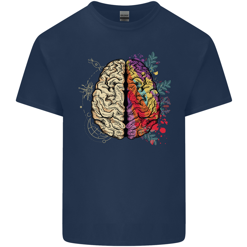 Science vs Artistic Brain Art IQ Physics Mens Cotton T-Shirt Tee Top Navy Blue