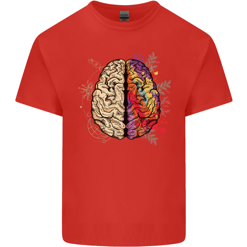 Science vs Artistic Brain Art IQ Physics Mens Cotton T-Shirt Tee Top Red