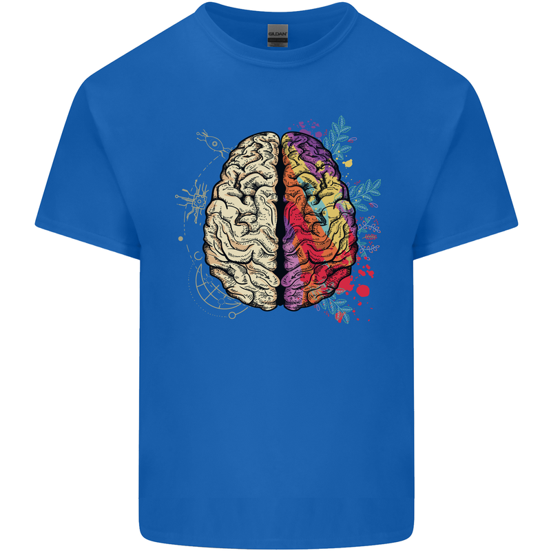 Science vs Artistic Brain Art IQ Physics Mens Cotton T-Shirt Tee Top Royal Blue