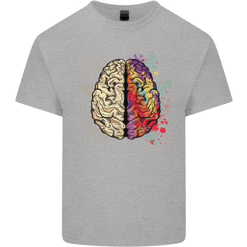 Science vs Artistic Brain Art IQ Physics Mens Cotton T-Shirt Tee Top Sports Grey