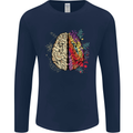Science vs Artistic Brain Art IQ Physics Mens Long Sleeve T-Shirt Navy Blue
