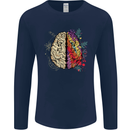 Science vs Artistic Brain Art IQ Physics Mens Long Sleeve T-Shirt Navy Blue