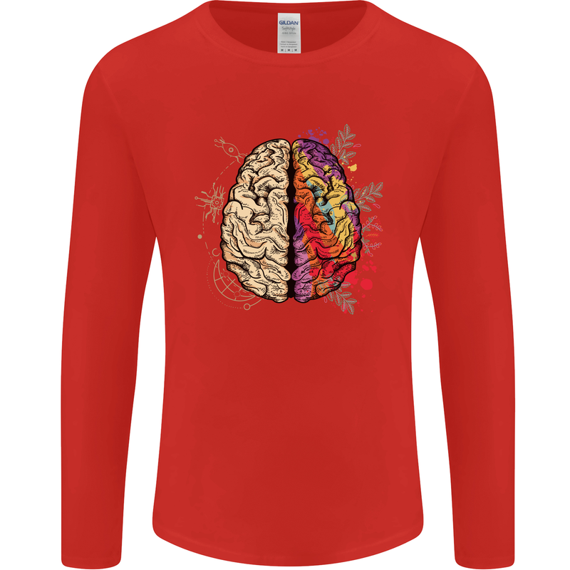 Science vs Artistic Brain Art IQ Physics Mens Long Sleeve T-Shirt Red