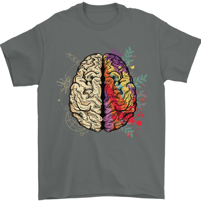 Science vs Artistic Brain Art IQ Physics Mens T-Shirt 100% Cotton Charcoal