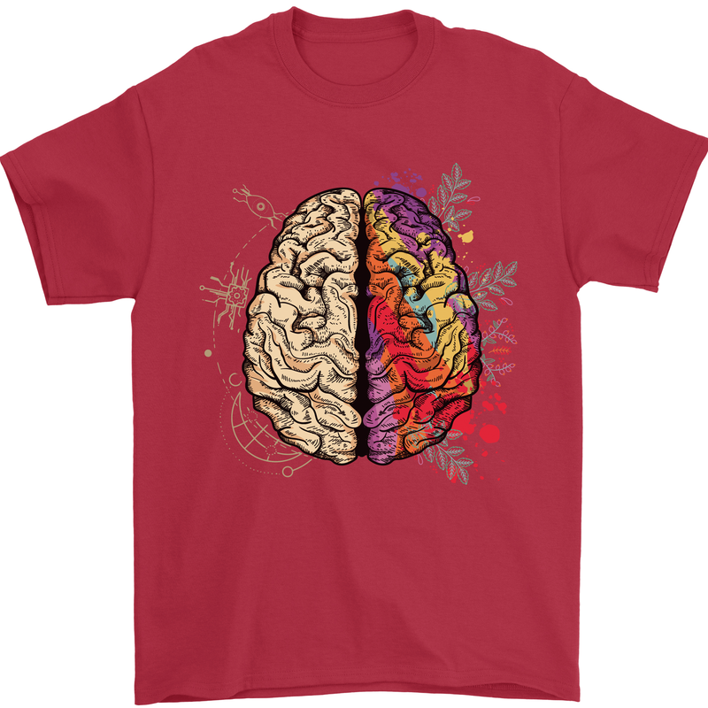 Science vs Artistic Brain Art IQ Physics Mens T-Shirt 100% Cotton Red