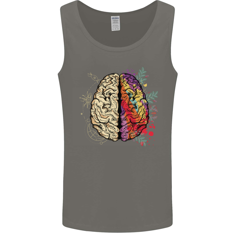 Science vs Artistic Brain Art IQ Physics Mens Vest Tank Top Charcoal