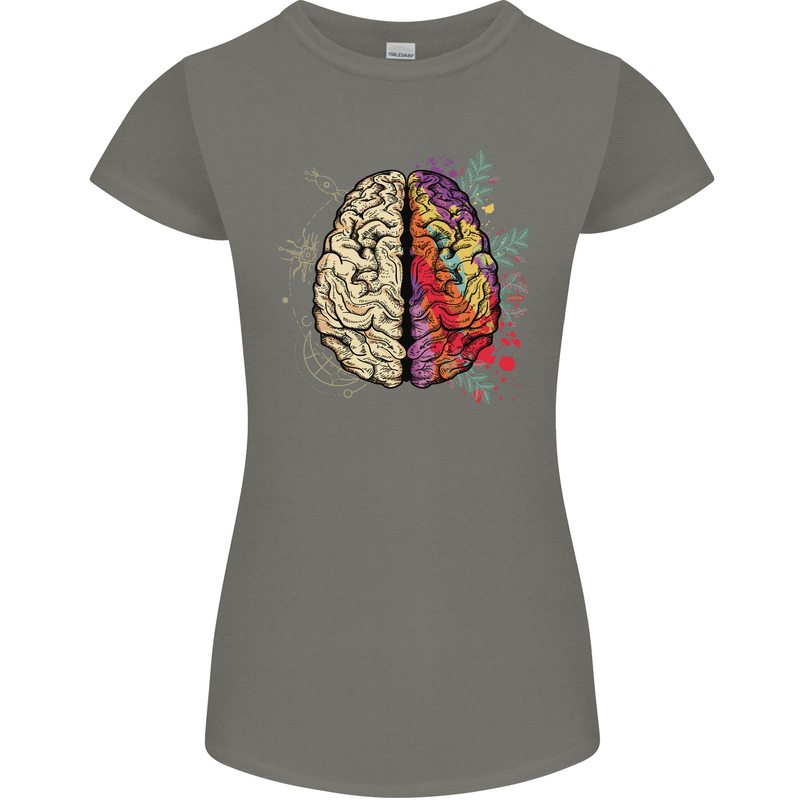 Science vs Artistic Brain Art IQ Physics Womens Petite Cut T-Shirt Charcoal