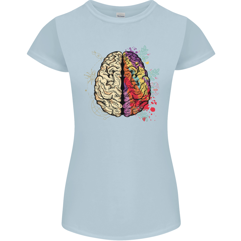 Science vs Artistic Brain Art IQ Physics Womens Petite Cut T-Shirt Light Blue