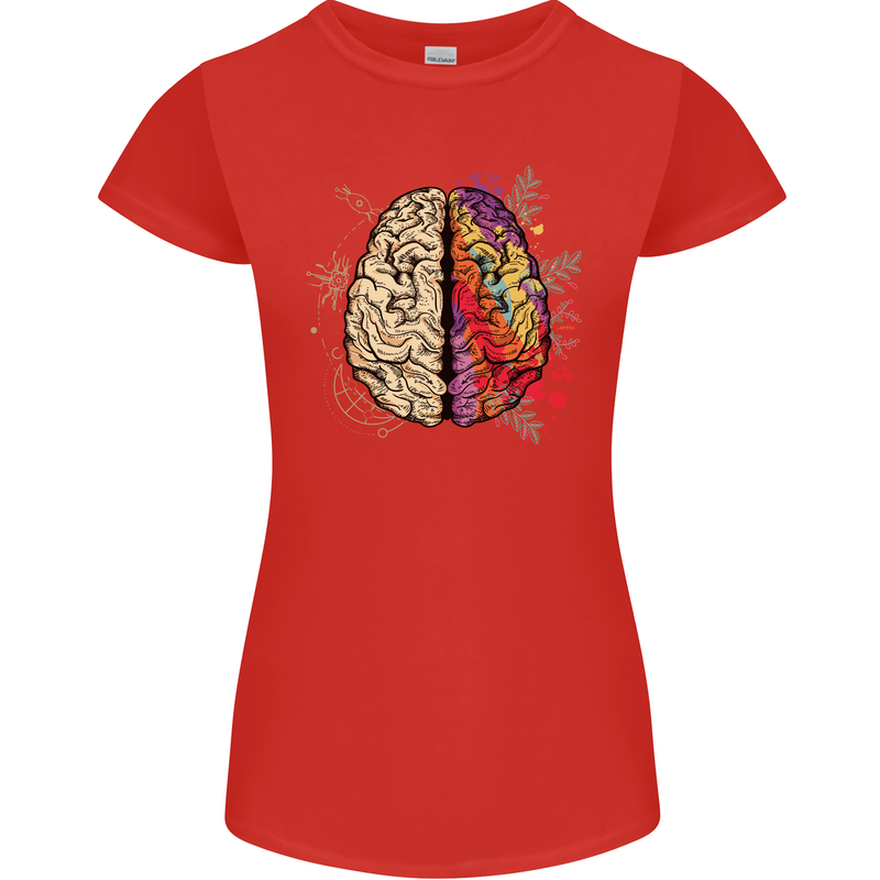 Science vs Artistic Brain Art IQ Physics Womens Petite Cut T-Shirt Red