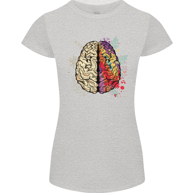 Science vs Artistic Brain Art IQ Physics Womens Petite Cut T-Shirt Sports Grey